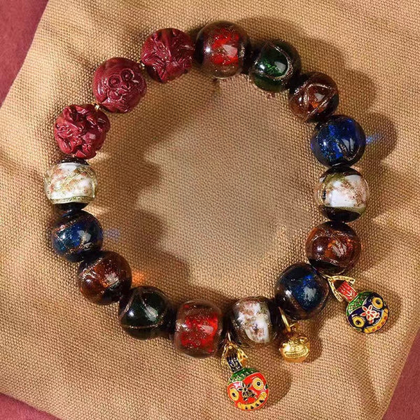 Incense Ash Glass Cinnabar Gold Swallowing Beast Attract Love Bracelet Bracelet INNERVIBER main