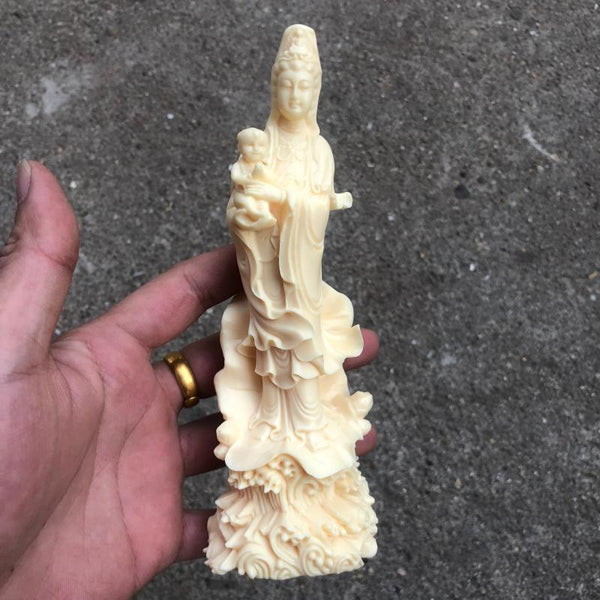 Ivory Nut Songzi Guan Yin Statue Safety Protection Decoration Decoration INNERVIBER Default Title