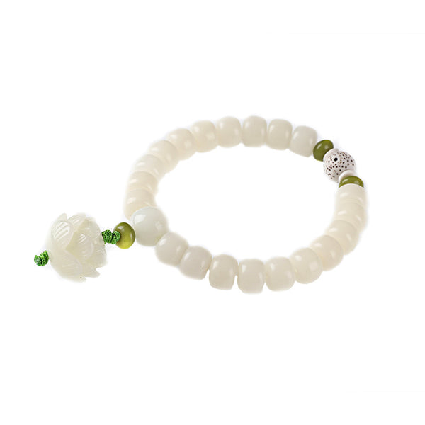 White Jade Bodhi Lotus Root Lotus Flower Blessing Bracelet Bracelet INNERVIBER 4