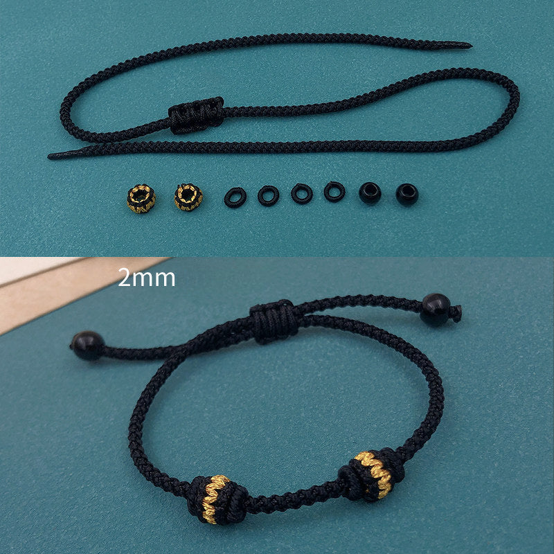 Handmade Lucky Bead Charm Red String Bracelet Bracelet INNERVIBER Black 2mm*50cm