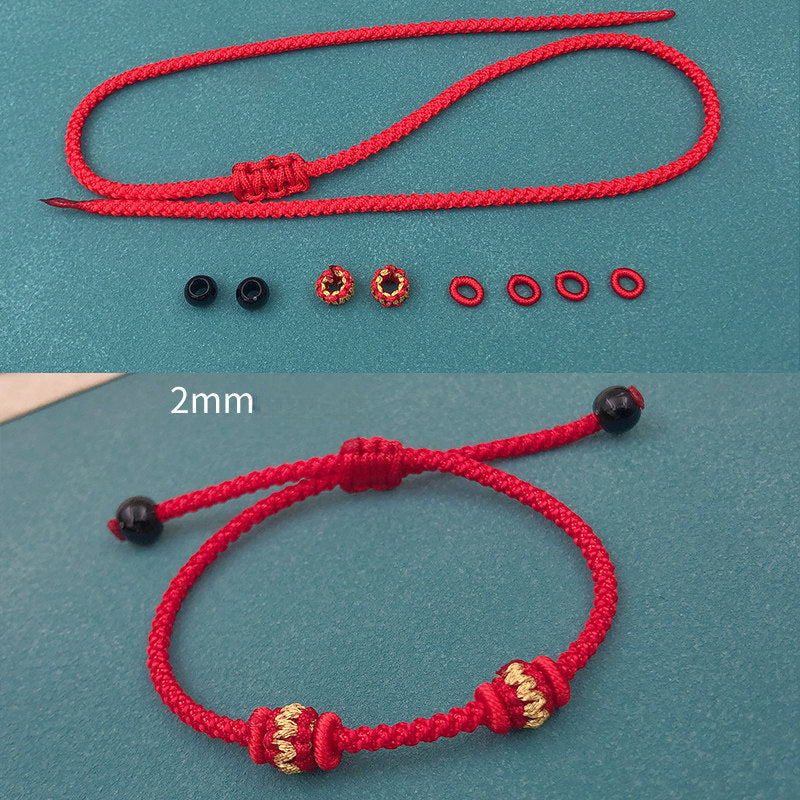 Handmade Lucky Bead Charm Red String Bracelet Bracelet INNERVIBER Red 2mm*50cm