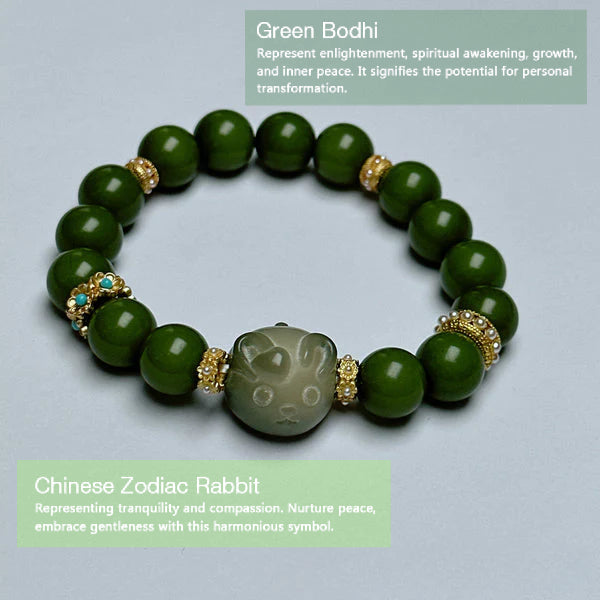 Green Bodhi and Chinese Zodiac Rabbit Sign INNERVIBER
