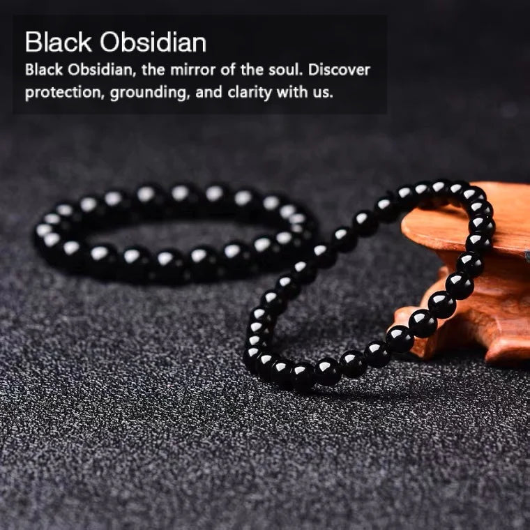 BlessingGiver Natural Black Obsidian Strength Fulfillment Bracelet BlessingGiver