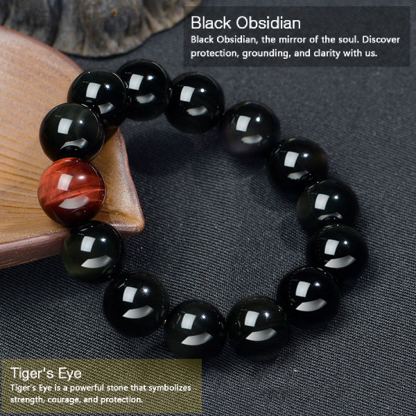 Natural Black Obsidian Tiger Eye Protection Bracelet Bracelet INNERVIBER 3