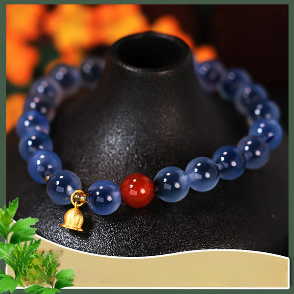 Natural Blue Candy Agate 24K Gold-plated Silver Bracelet Bracelet INNERVIBER 5