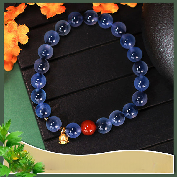 Natural Blue Candy Agate 24K Gold-plated Silver Bracelet Bracelet INNERVIBER 4