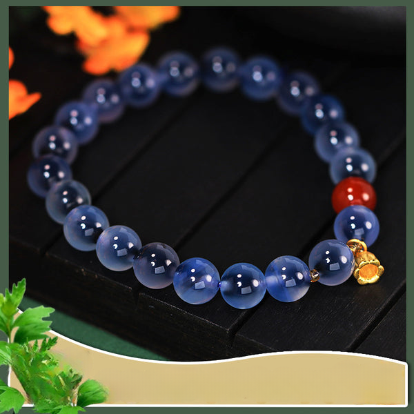 Natural Blue Candy Agate 24K Gold-plated Silver Bracelet Bracelet INNERVIBER 3