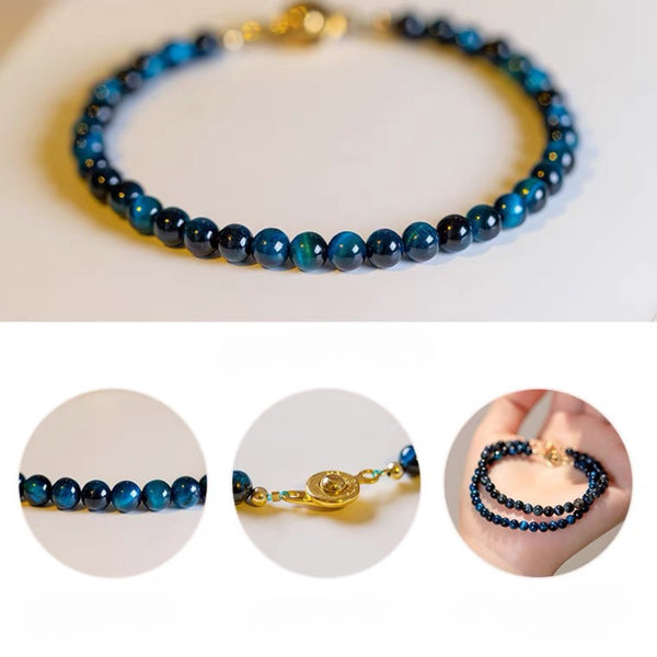 Natural Blue Tiger Eye Round Beads Bracelet Bracelet INNERVIBER 4