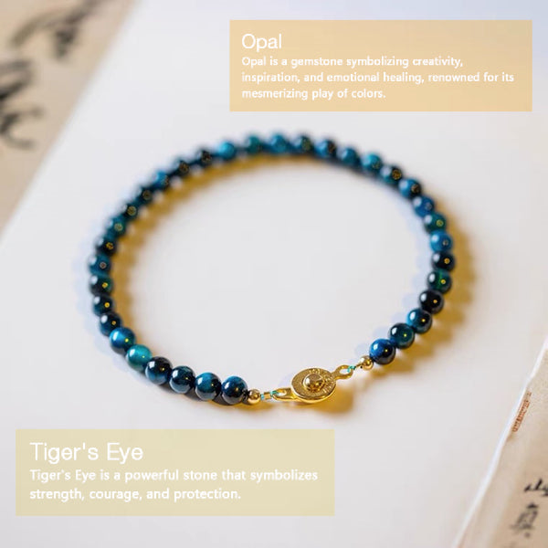 Natural Blue Tiger Eye Round Beads Bracelet Bracelet INNERVIBER 2