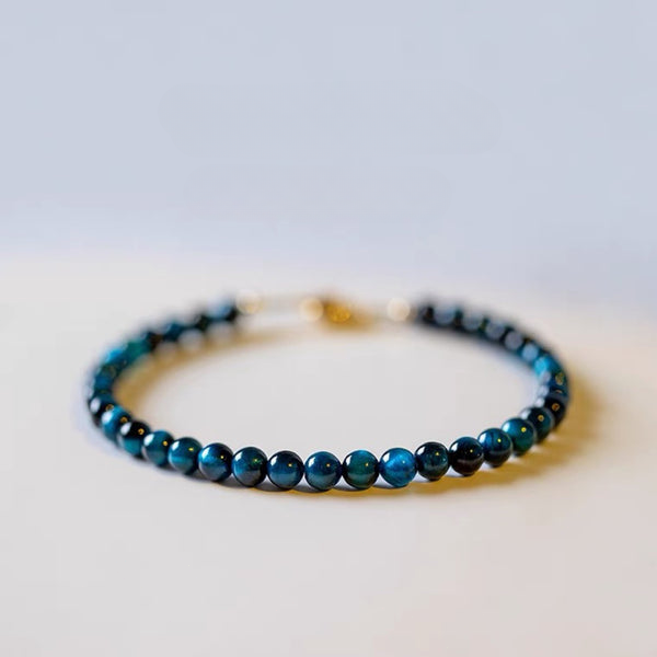 Natural Blue Tiger Eye Round Beads Bracelet Bracelet INNERVIBER Default Title