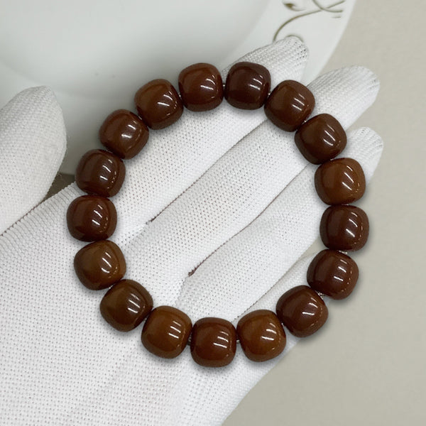 Natural Caramel Weathered Bodhi Single Loop Barrel Bead Wealth Bracelet Bracelet INNERVIBER Bodhi 11mm