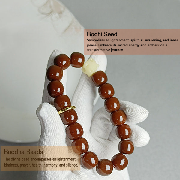 Natural Caramel Weathered Bodhi Single Loop Barrel Bead Wealth Bracelet Bracelet INNERVIBER 2