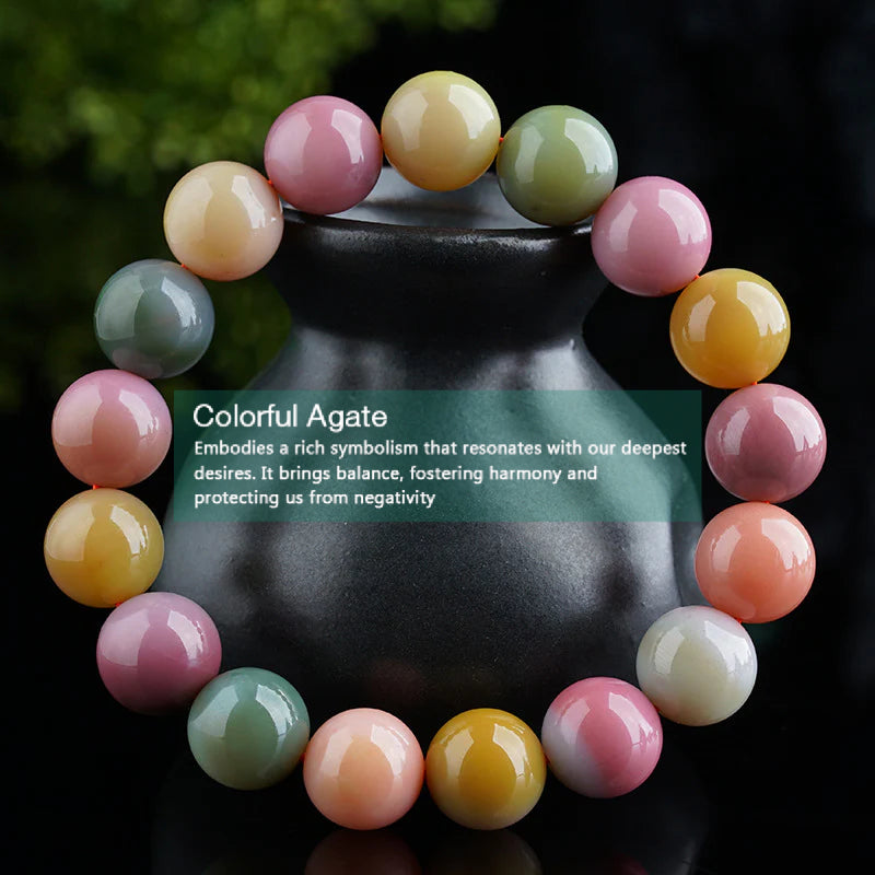BlessingGiver Natural Colorful Agate Beauty Bracelet BlessingGiver