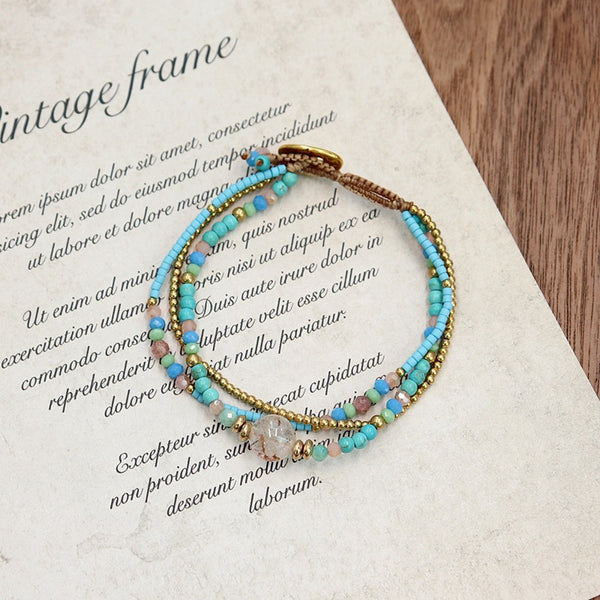 Natural Crystal Handwoven Bohemian-style Purity Clarity Bracelet Bracelet INNERVIBER blue-Turquoise