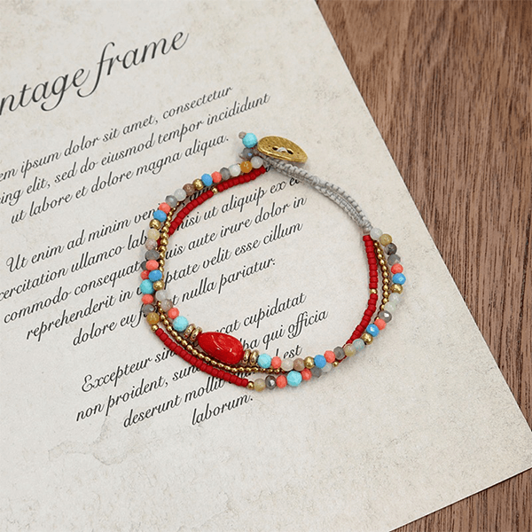 Natural Crystal Handwoven Bohemian-style Purity Clarity Bracelet Bracelet INNERVIBER red