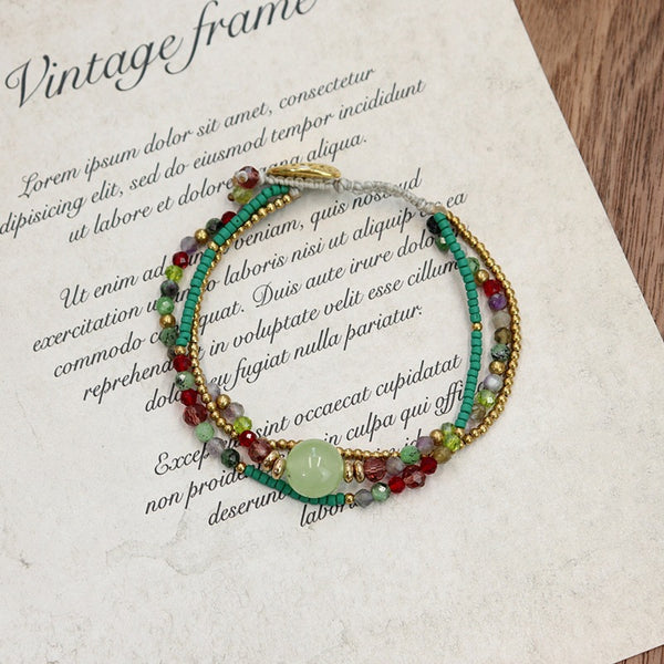 Natural Crystal Handwoven Bohemian-style Purity Clarity Bracelet Bracelet INNERVIBER green
