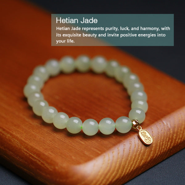 BlessingGiver Natural Hetian Jade Fortune Bracelet BlessingGiver