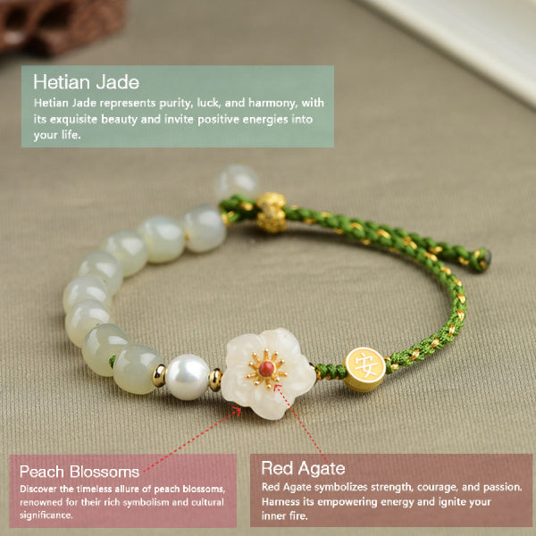 Hetian Jade and Peach Blossoms and Red Agate