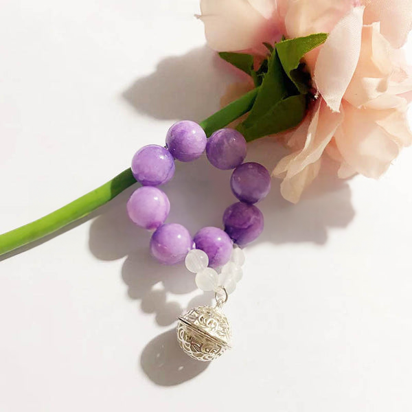 Natural Jade Calmness Peace Wenwan on Hand Bracelet INNERVIBER Purple