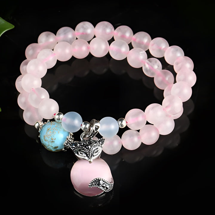 Natural Pink Crystal Rose Quartz Pink Cat's Eye Stone Love Bracelet Bracelet INNERVIBER 1