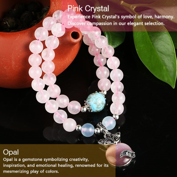 Natural Pink Crystal Rose Quartz Pink Cat's Eye Stone Love Bracelet Bracelet INNERVIBER 2