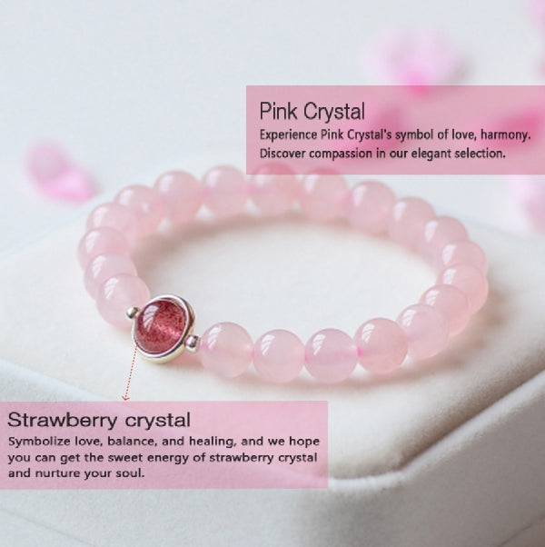 Natural Pink Crystal Strawberry Crystal Constellation 925 Sterling Silver Jewelry Love Bracelet Bracelet INNERVIBER 2