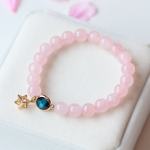 Natural Pink Crystal Strawberry Crystal Constellation 925 Sterling Silver Jewelry Love Bracelet Bracelet INNERVIBER Universe