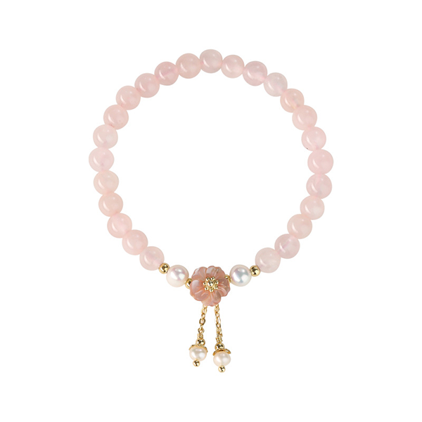 BlessingGiver Natural Rose Quartz Crystal Pearl Beads Bracelet BlessingGiver