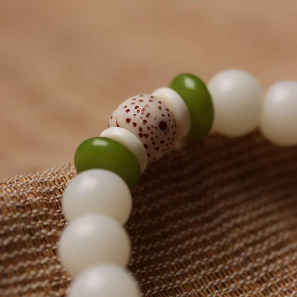 Natural White Jade Bodhi Jade Gourd Pendant Luck Bracelet Bracelet INNERVIBER 3