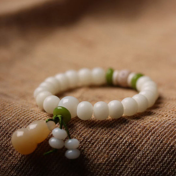 Natural White Jade Bodhi Jade Gourd Pendant Luck Bracelet Bracelet INNERVIBER 2
