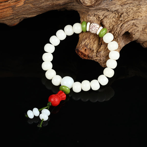 BlessingGiver Natural White Jade Bodhi Lotus Blessing Bracelet BlessingGiver