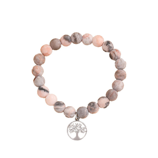 INNERVIBER Pink Natural Zebra Stone Tree of Life Pendant Peace Bracelet Bracelet INNERVIBER 4