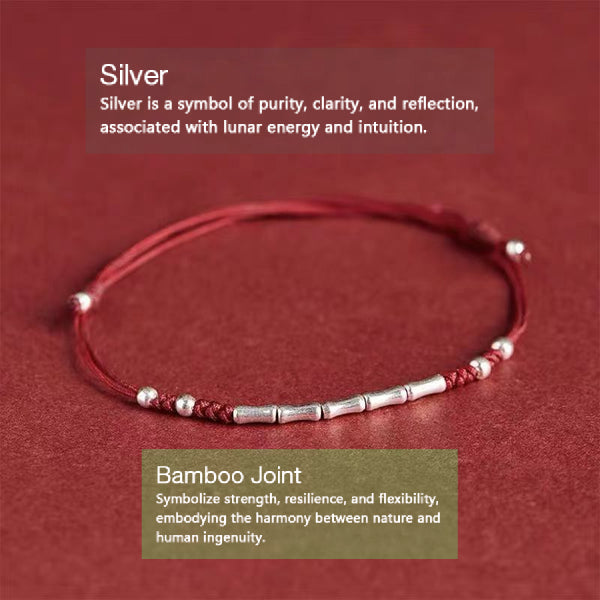 925 Sterling Silver Bamboo Joints Lucky Red String Bracelet Bracelet INNERVIBER 1