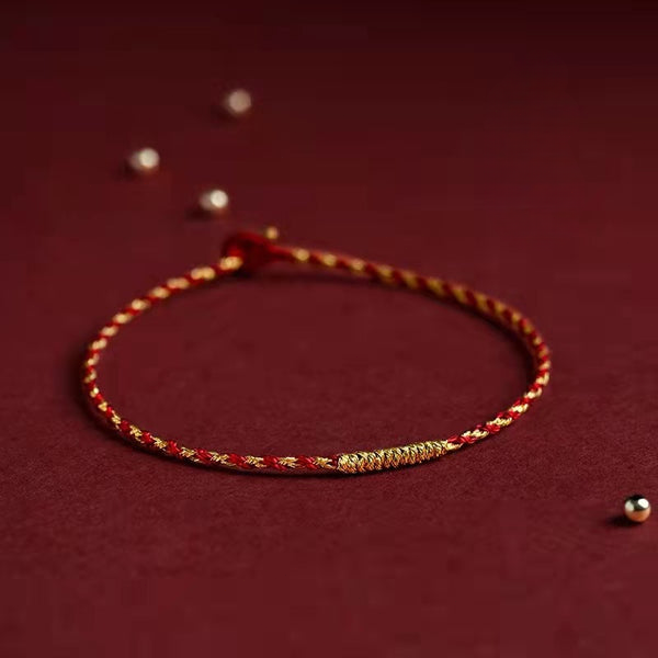 Red Gold String Luck Fortune Knot Braided Bracelet Bracelet INNERVIBER 15-17cm