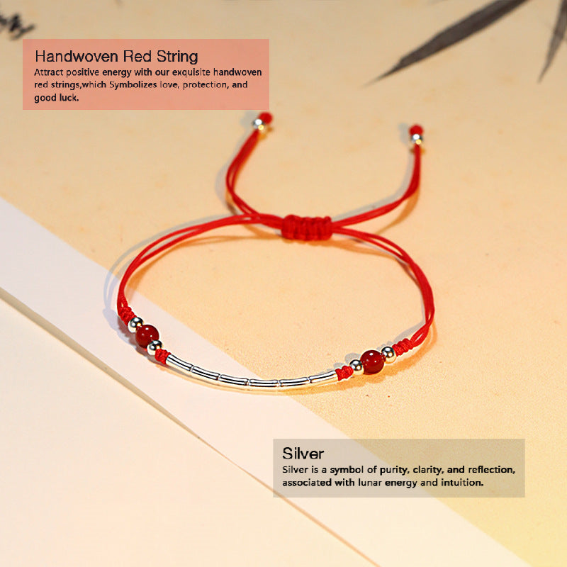 INNERVIBER Handwoven Red String and Silver
