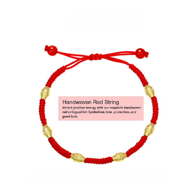 Golden Hollow Bead Lucky Braided Red String Bracelet Bracelet INNERVIBER 1