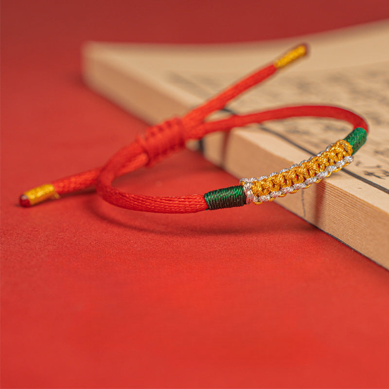 Tibetan Style Handmade Braided Growth Fortune Red String Bracelet Bracelet INNERVIBER 14-15CM