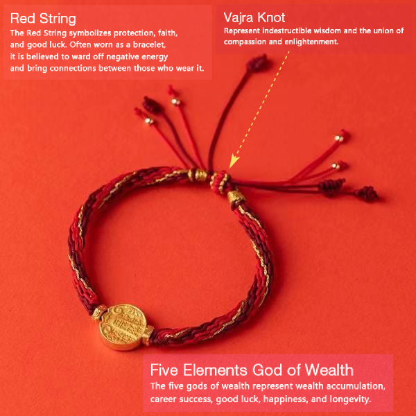 Tibetan Style God of Wealth Vajra Knot Braided Red String Bracelet Bracelet INNERVIBER 1