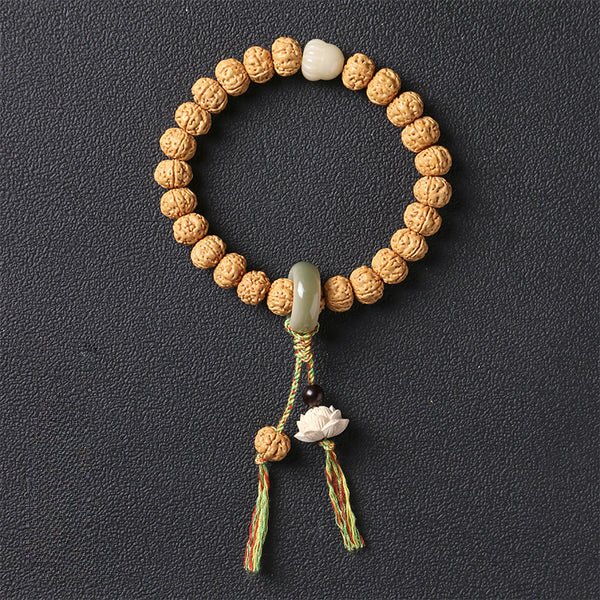 Rudraksha Bodhi Seed Lotus Charm Buddhist Bracelet INNERVIBER 3