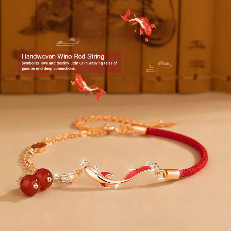 S925 Silver Koi Fish Lucky Wisdom Red String Bracelet Bracelet INNERVIBER 1