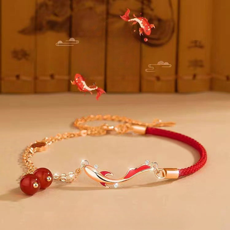 S925 Silver Koi Fish Lucky Wisdom Red String Bracelet Bracelet INNERVIBER main