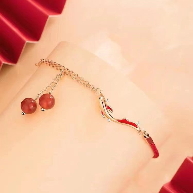 S925 Silver Koi Fish Lucky Wisdom Red String Bracelet Bracelet INNERVIBER Default Title