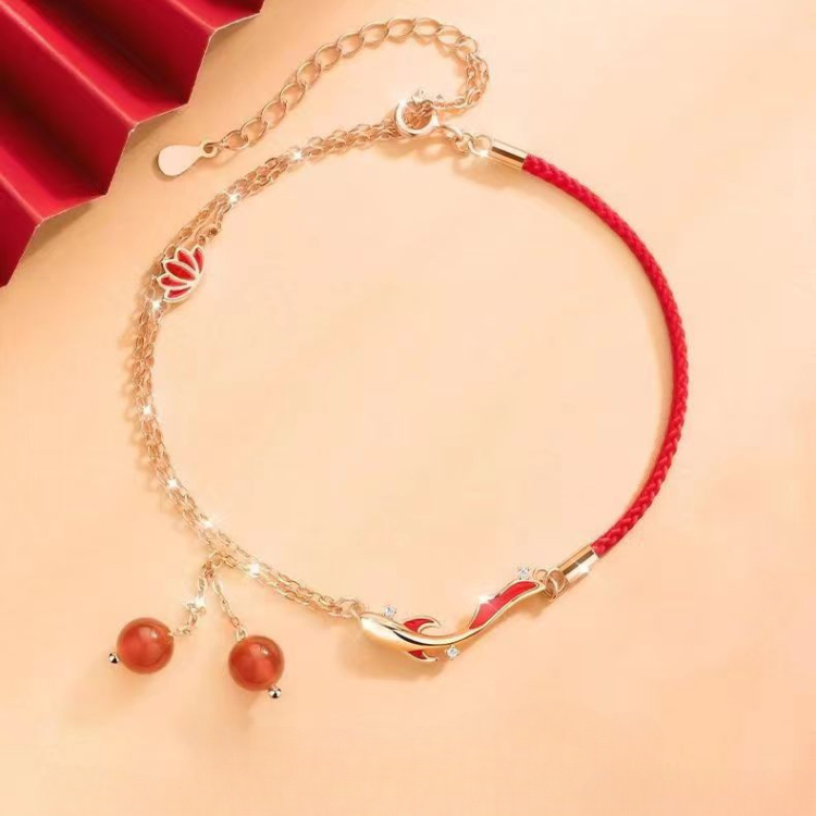 S925 Silver Koi Fish Lucky Wisdom Red String Bracelet Bracelet INNERVIBER 5