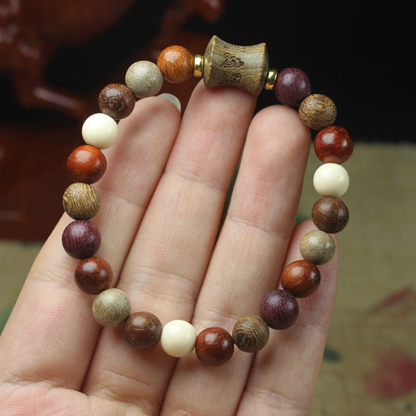 Sandalwood Multi-treasure Bamboo Joint Bead Blessing Bracelet Bracelet INNERVIBER Bamboo Joint