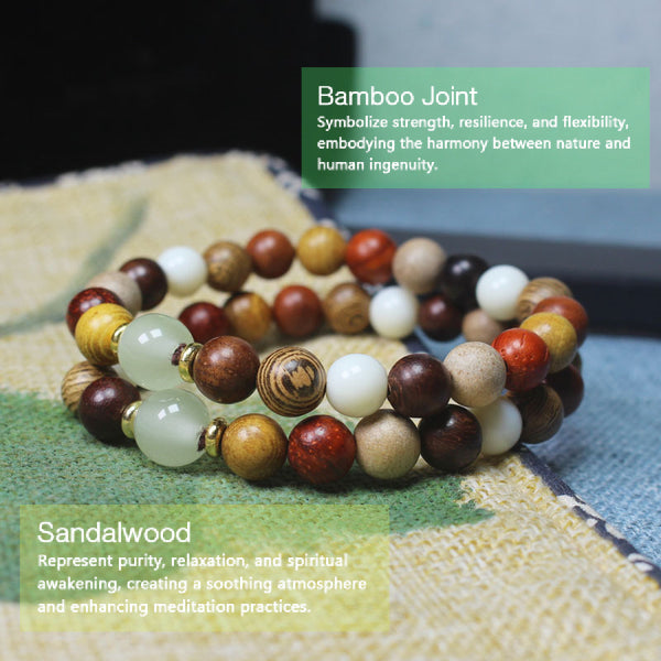 Sandalwood Multi-treasure Bamboo Joint Bead Blessing Bracelet Bracelet INNERVIBER 2