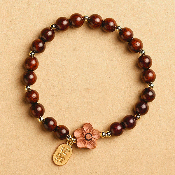 Small Leaf Rosewood Peach Blossom Buddhist Beads Bracelet INNERVIBER