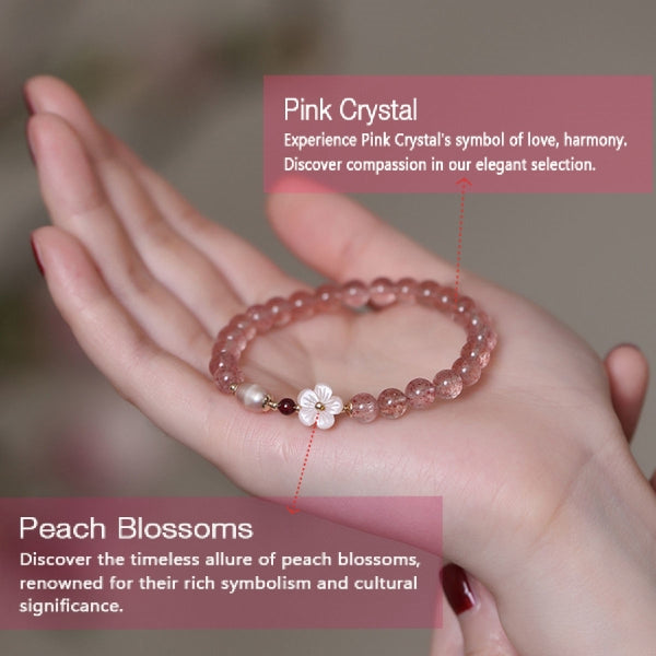 BlessingGiver Strawberry Crystal Peach Blossom Charm Healing Bracelet BlessingGiver