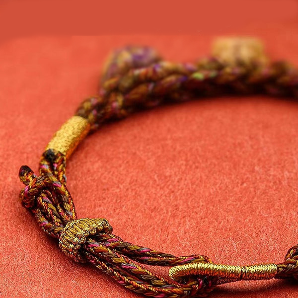 Tibetan Gods of Wealth Braided Red String Bracelet INNERVIBER
