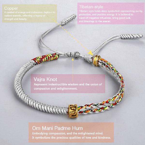 INNERVIBER Tibetan Handwoven Diamond Knot Copper Ring Colorful String Love Luck Bracelet Bracelet INNERVIBER 2