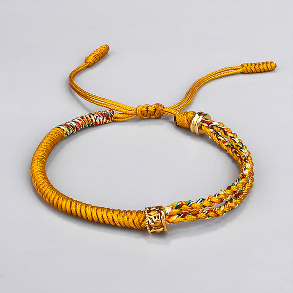 INNERVIBER Tibetan Handwoven Diamond Knot Copper Ring Colorful String Love Luck Bracelet Bracelet INNERVIBER Yellow